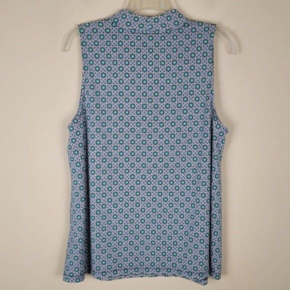 Lands' End Geometric Floral Soft Cotton Modal Stretch Tank Top Green Blue Size L - Picture 3 of 12